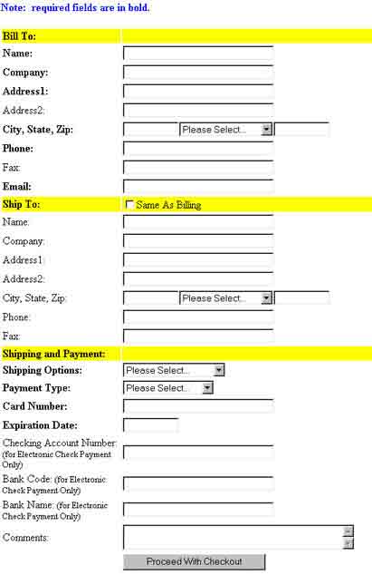 <Example of billing form>